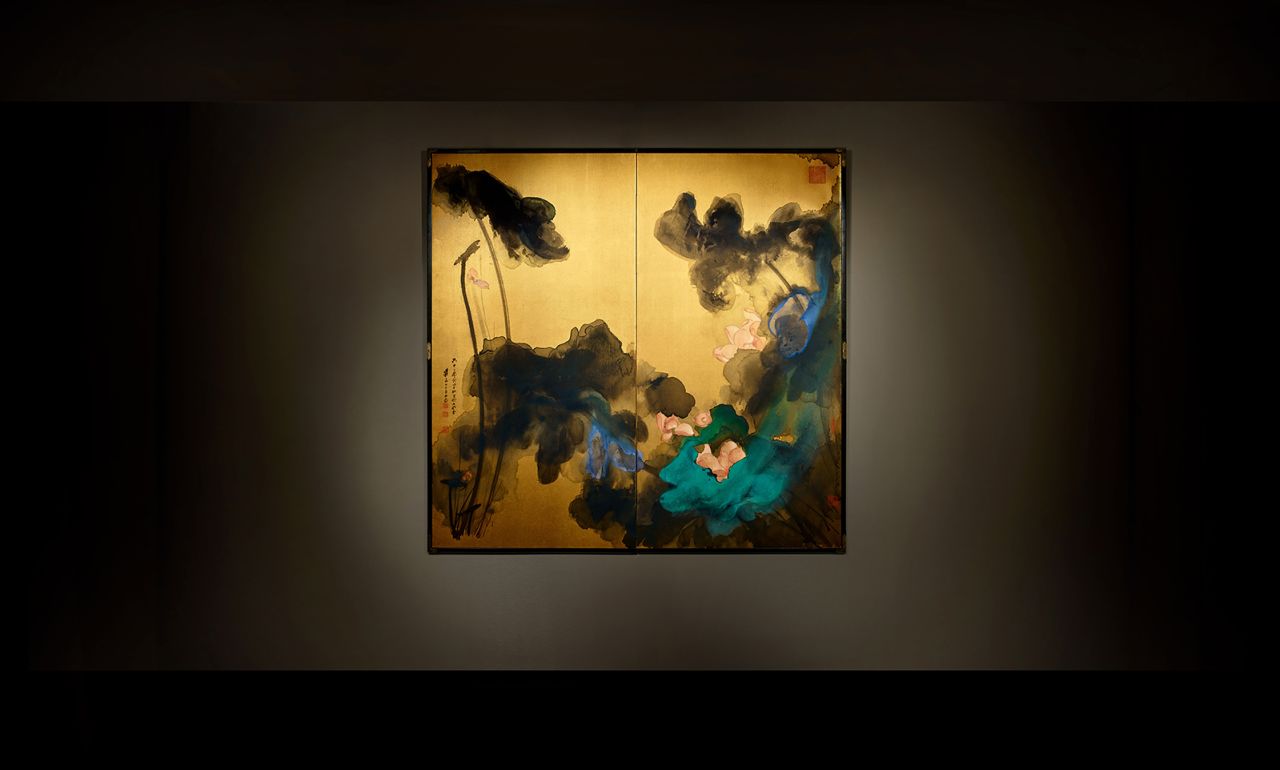 "Pink Lotuses on Gold Screen," a 1973 painting by Zhang Daqian, sold for $32 million.