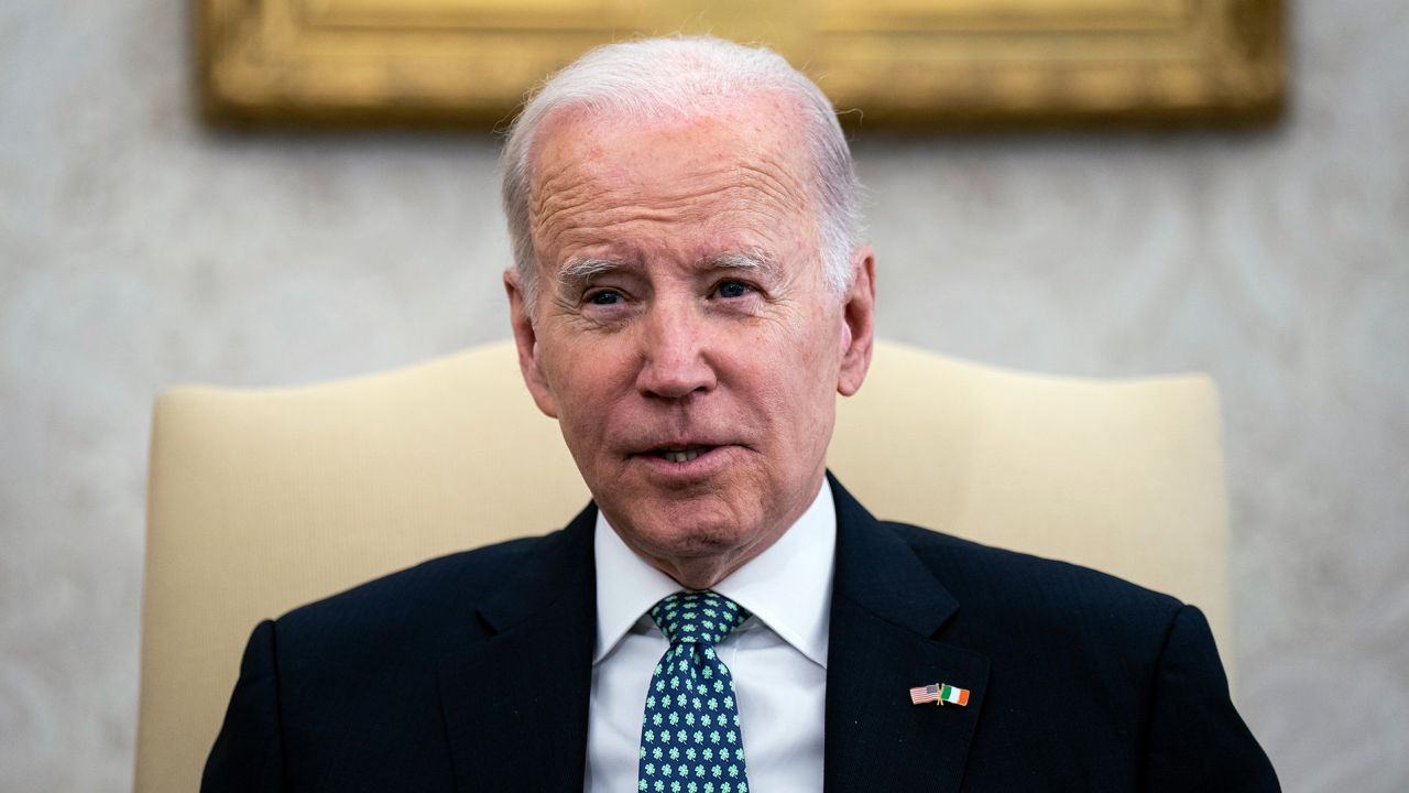 President Joe Biden holds a bilateral meeting with H.E. Leo Varadkar, Taoiseach of Ireland, in the Oval Office of the White House, in Washington on Friday, March 17, 2023.