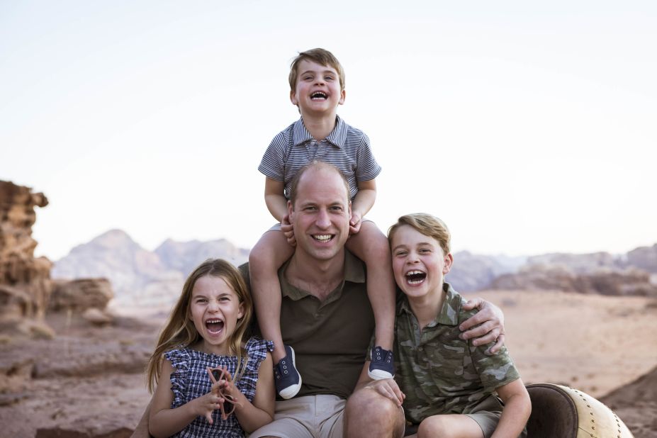 This photo of Prince William and his children in Jordan was released by Kensington Palace to celebrate Father's Day in June 2022.