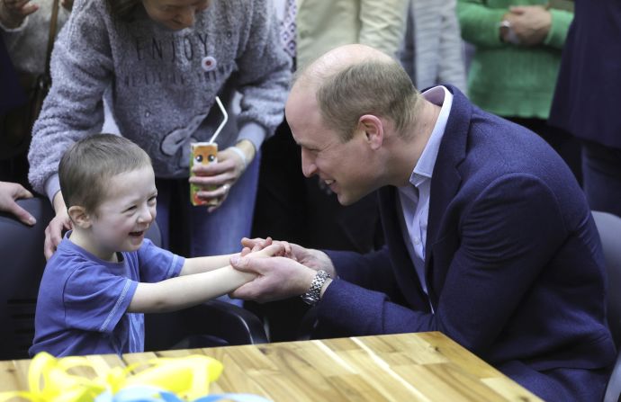 Prince William holds hands with Tymofii, a young Ukrainian refugee, during a <a href="index.php?page=&url=https%3A%2F%2Fwww.cnn.com%2F2023%2F03%2F22%2Feurope%2Fprince-william-poland-intl-gbr%2Findex.html" target="_blank">visit to Warsaw, Poland,</a> in March 2023.