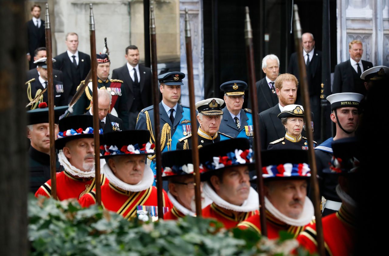 William joins his dad, brother and other members of the royal family during <a href="http://www.cnn.com/2022/09/19/uk/gallery/queen-elizabeth-ii-funeral/index.html" target="_blank">the Queen's state funeral</a> in September 2022.