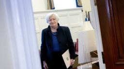 US Treasury Secretary Janet Yellen arrives for a meeting with Indian Finance Minister Nirmala Sitharaman (not pictured) at the US Treasury Department in Washington, DC, on April 11, 2023. 
