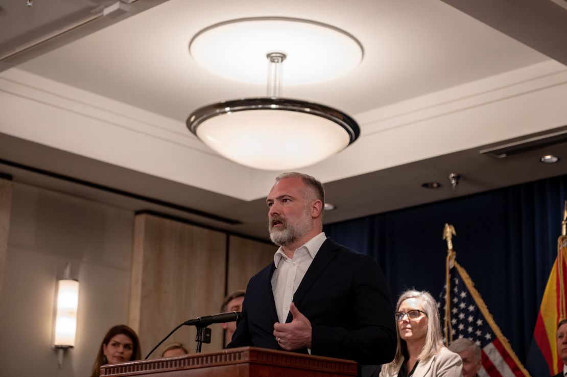 Interior Deputy Secretary Tommy Beaudreau speaks during a press conference in Phoenix, Arizona, on April 6.