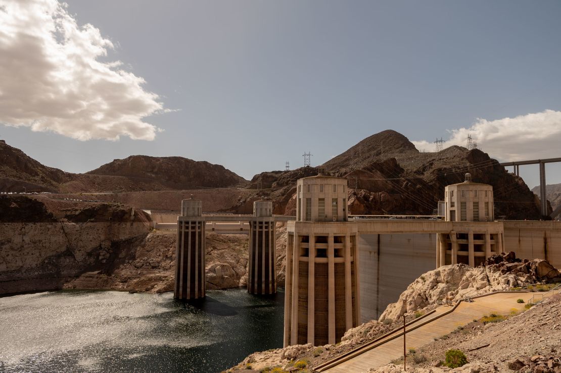 Water intake towers at the Hoover Dam on April 3.