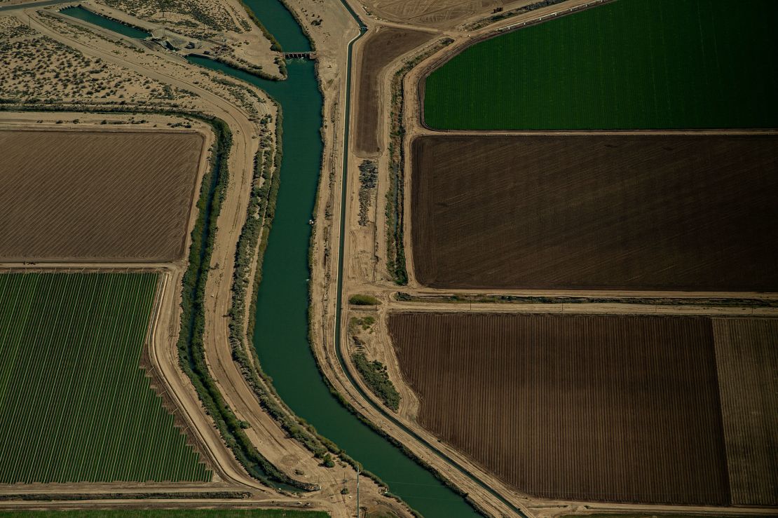 A canal runs through Imperial Valley farm land in Southern California on April 4.