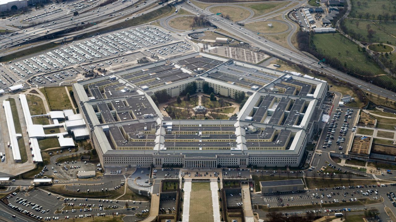 The Pentagon is seen from the air in Washington, March 3, 2022.