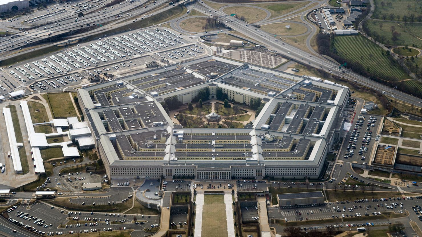 The Pentagon is seen from the air in Washington, U.S., March 3, 2022, more than a week after Russia invaded Ukraine.