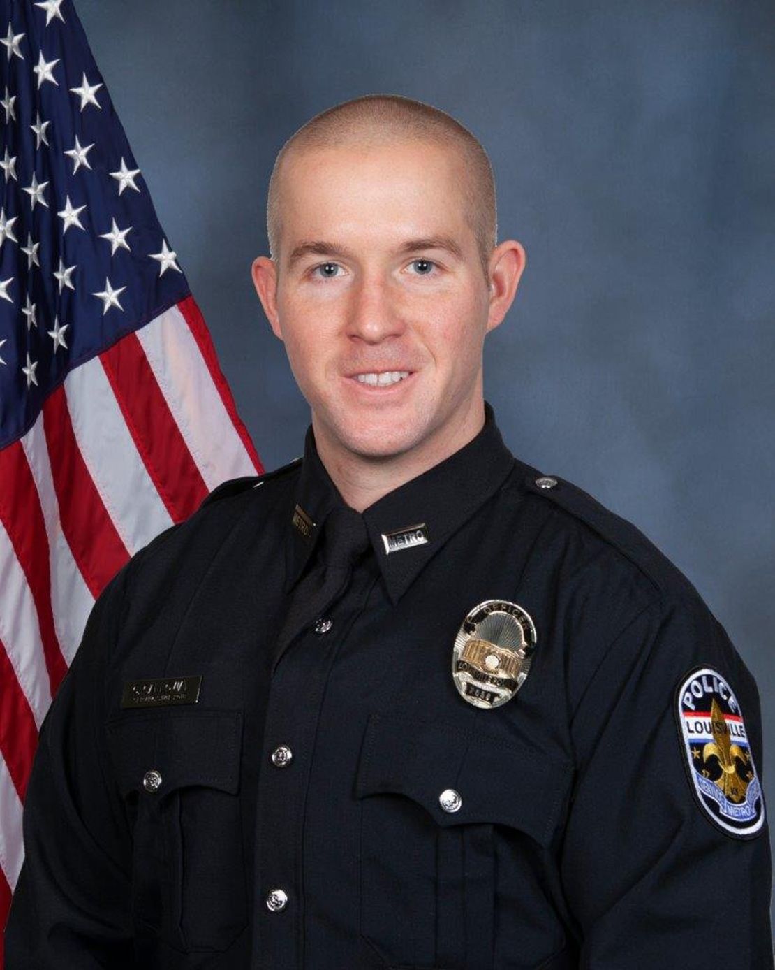 Officer Cory "CJ" Galloway, shown in a photo provided by the Louisville Metro Police, has been with the department since 2018. 