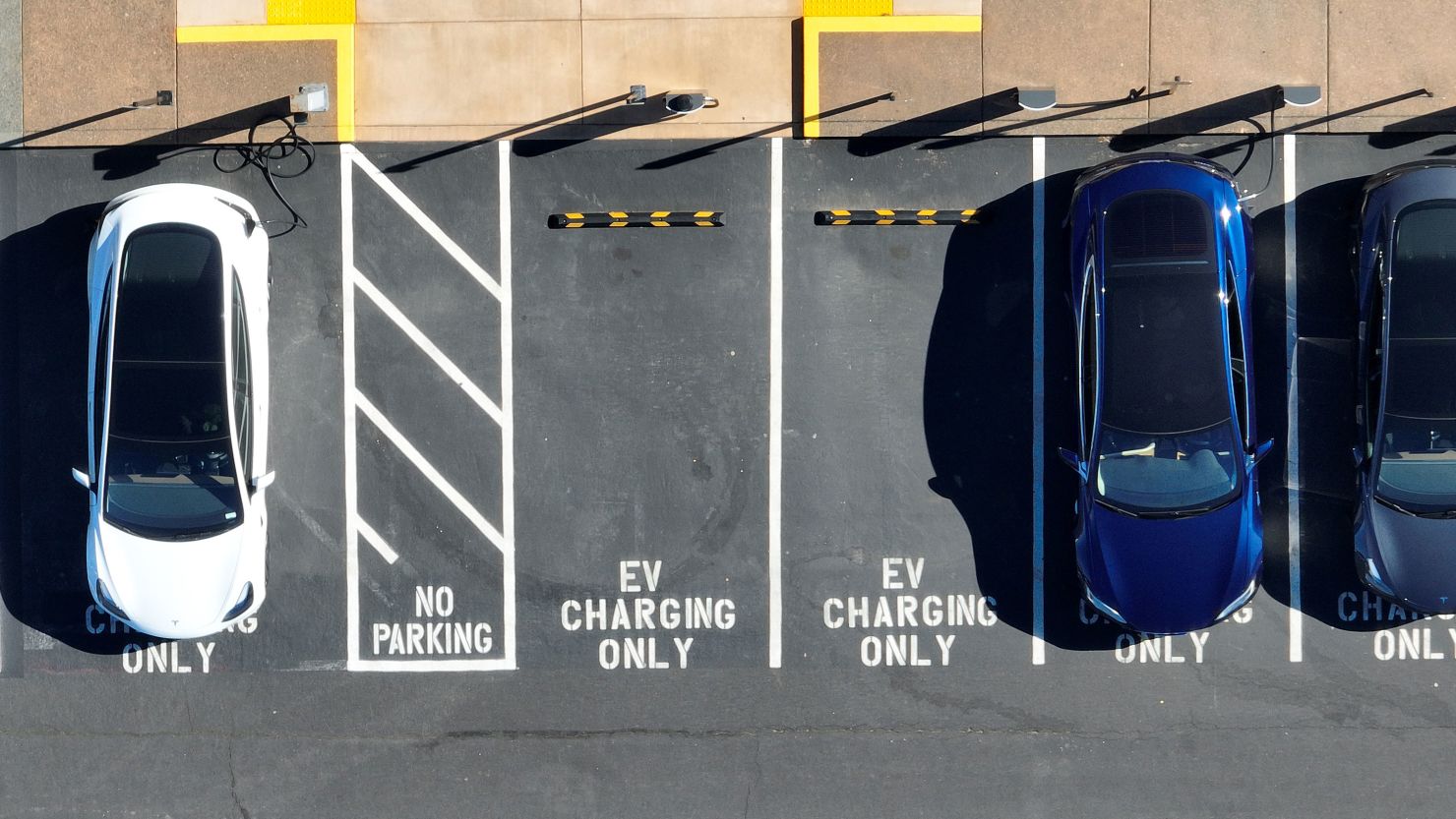 Tesla cars recharge in Corte Madera, California.