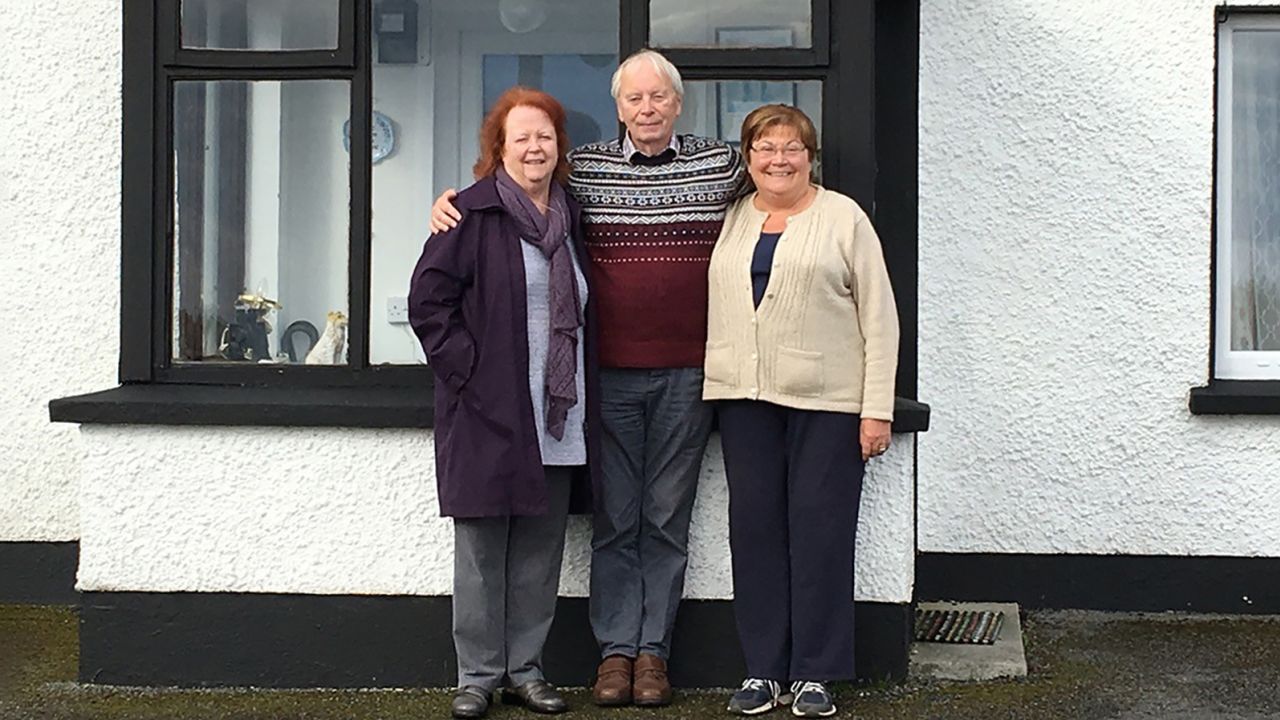 Here's Eileen, Paddy and Hazel outside Nora's old house in Shalvey on a 2015 Ireland trip.