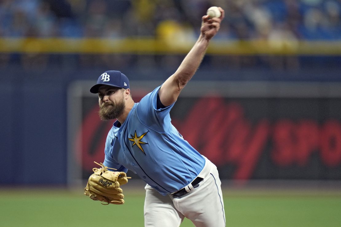 Tampa Bay Rays pitcher Jalen Beeks throws against the Boston Red Sox.