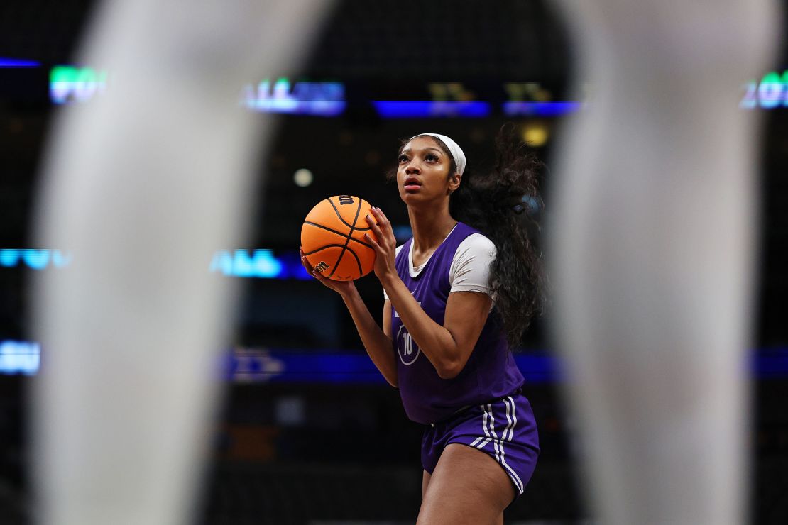 Reese prepares to shoot during practice before LSU's NCAA women's Final Four semifinal game on March 30.