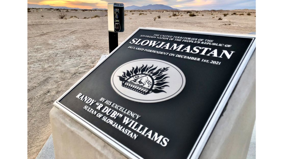 Williams bought a plot of land in the California desert to create his country.