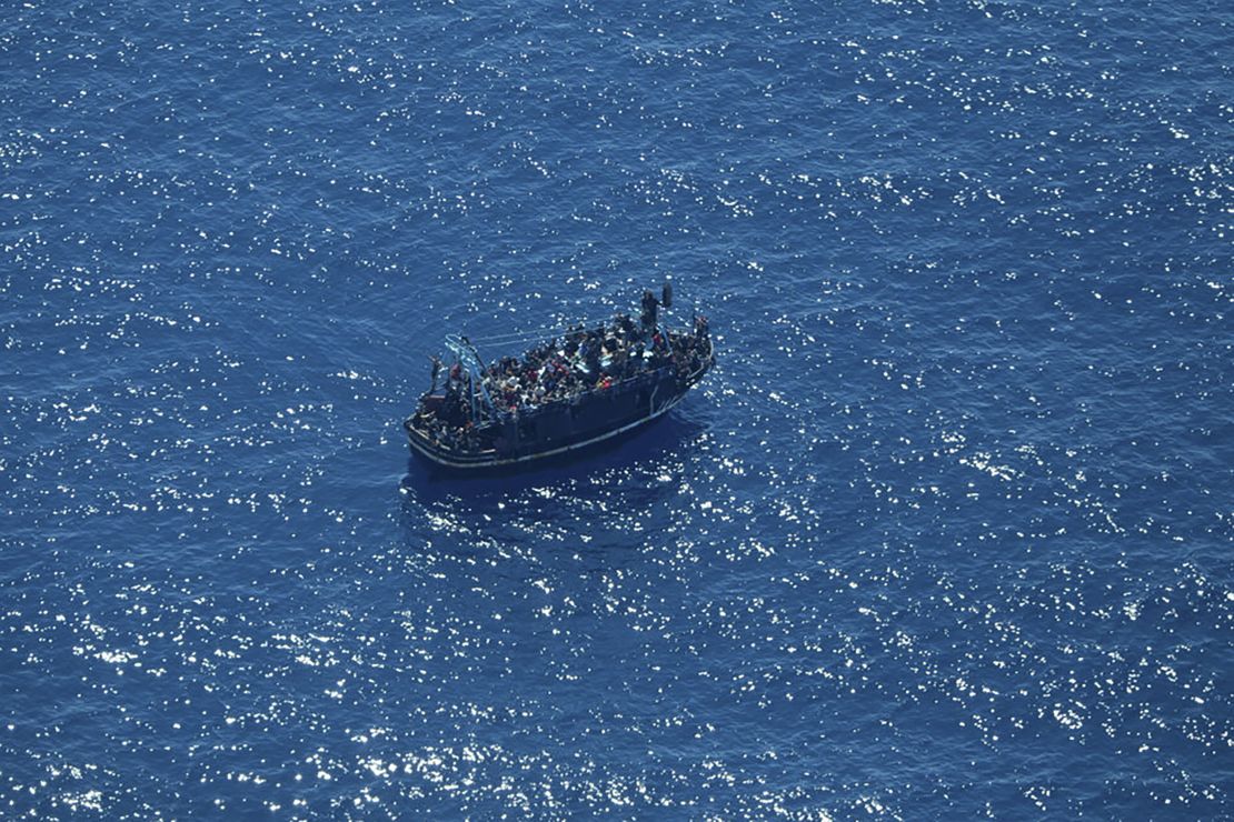 Some 400 people were stranded on a boat in the central Mediterranean, pictured on April 9, 2023, as migrant arrivals to Europe have surged. 