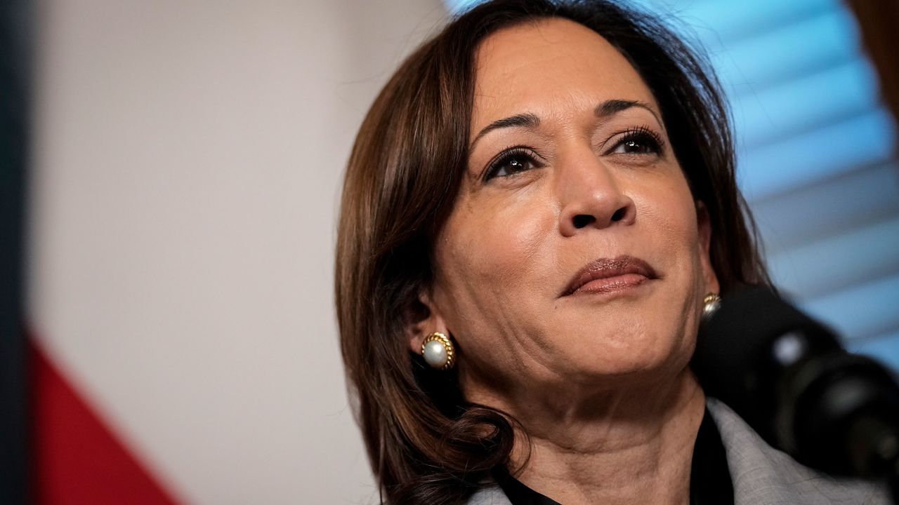 Vice President Kamala Harris in the Eisenhower Executive Office Building on the White House campus on April 11, 2023 in Washington, DC. 
