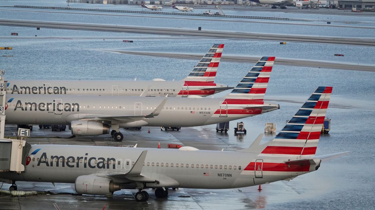 Airplanes sit at Fort Lauderdale-Hollywood International Airport Thursday after heavy rain caused the airport to shut down.