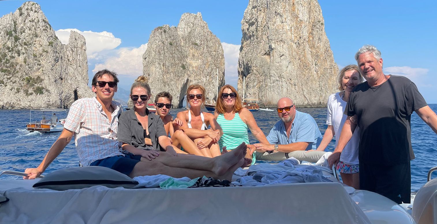 <strong>Family vacation: </strong>Bo and Beverly's friends and family are thrilled they found each other again. Here's Bo and Beverly on vacation in Italy in summer 2022 with Beverly's son, his wife, her grandson and other family members.