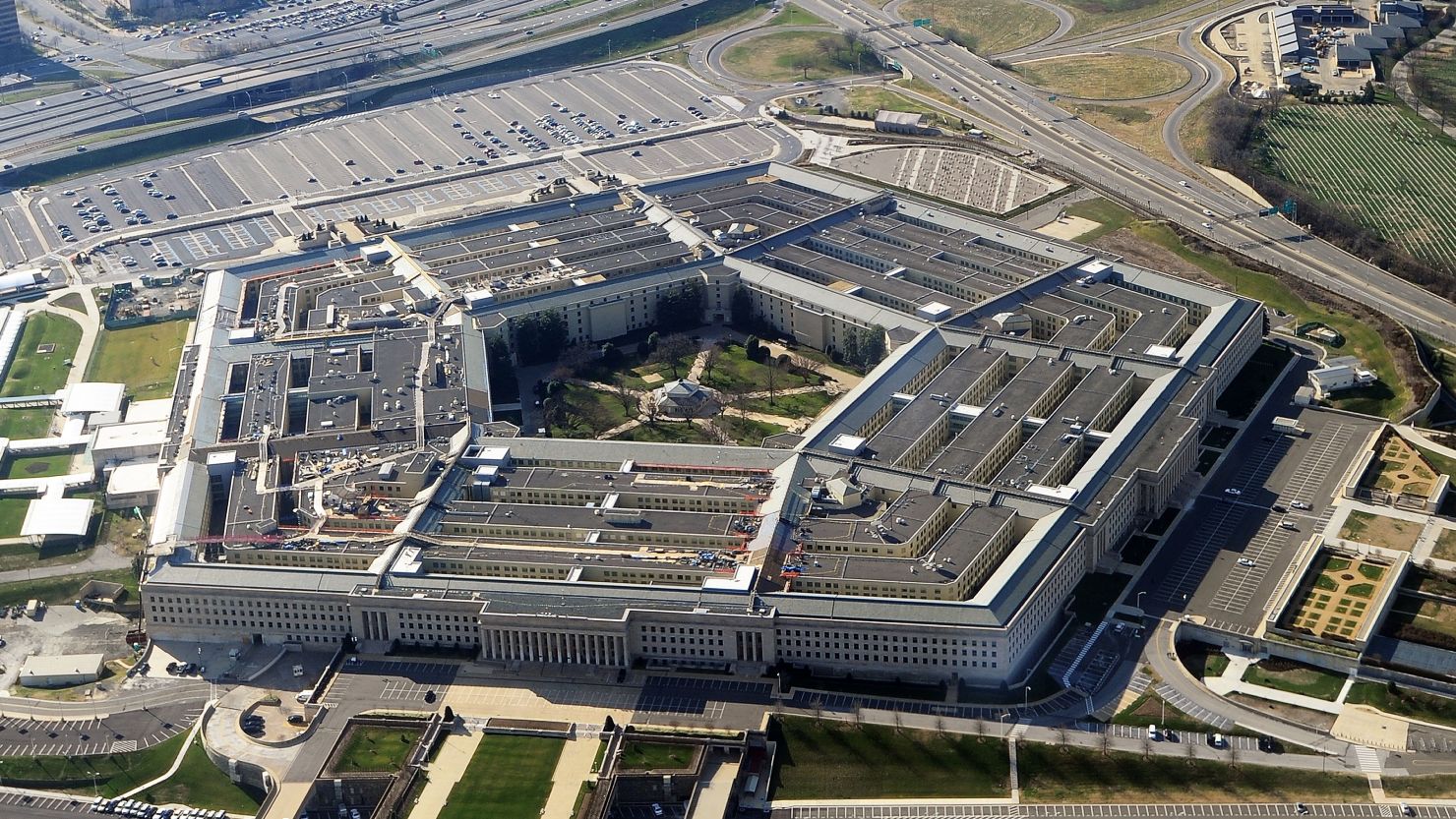 This picture taken shows the Pentagon building in Washington, DC.  