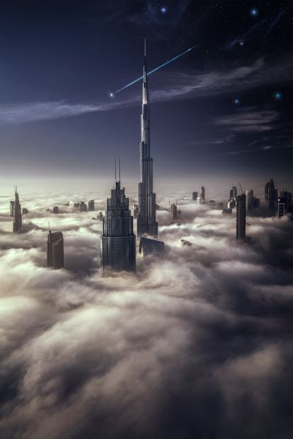 Dubai-based artist Baber Afzal captures the beauty of his home city in surreal combinations of photography and visual art. Pictured here: Visionary, 2017.