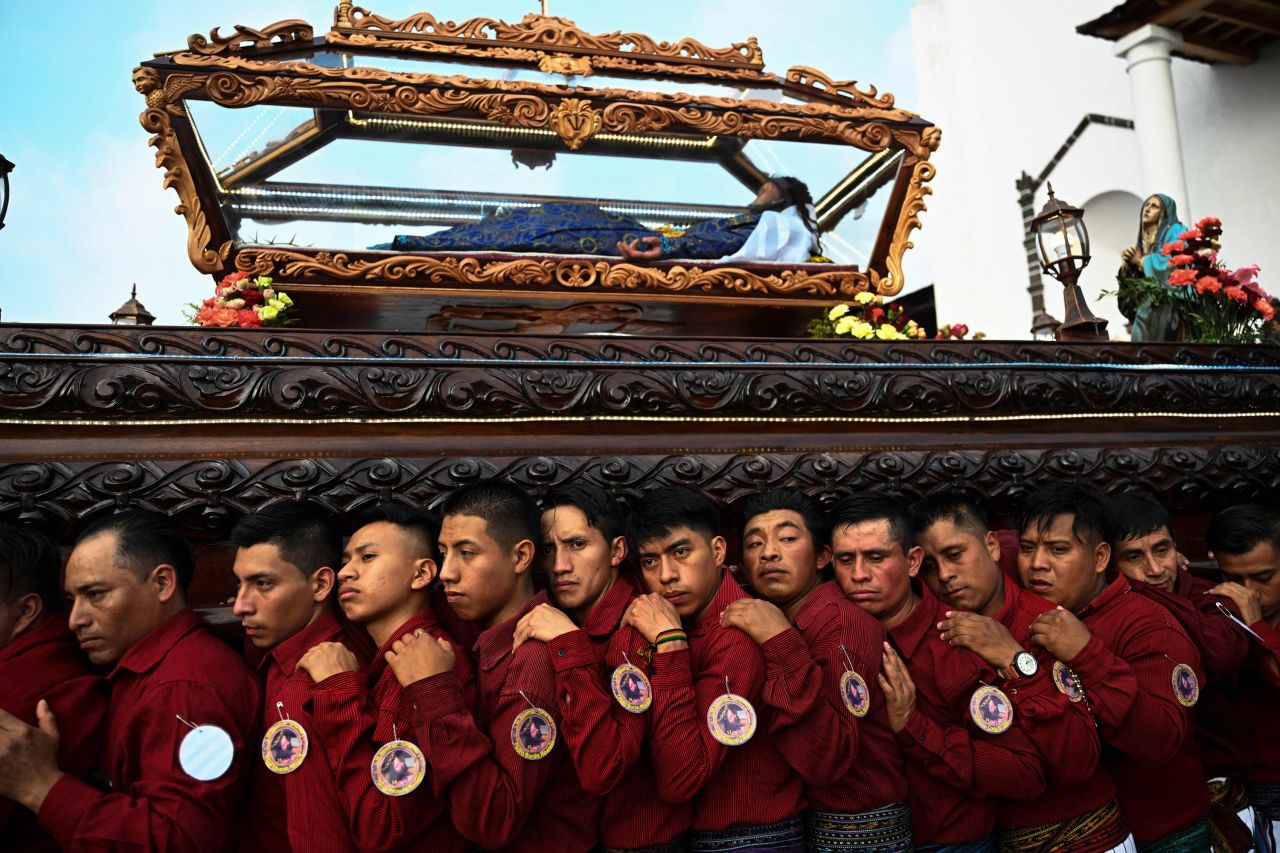 Catholic devotees in Santiago Atitlán, Guatemala, take part in a Holy Burial procession during Good Friday celebrations on April 7.