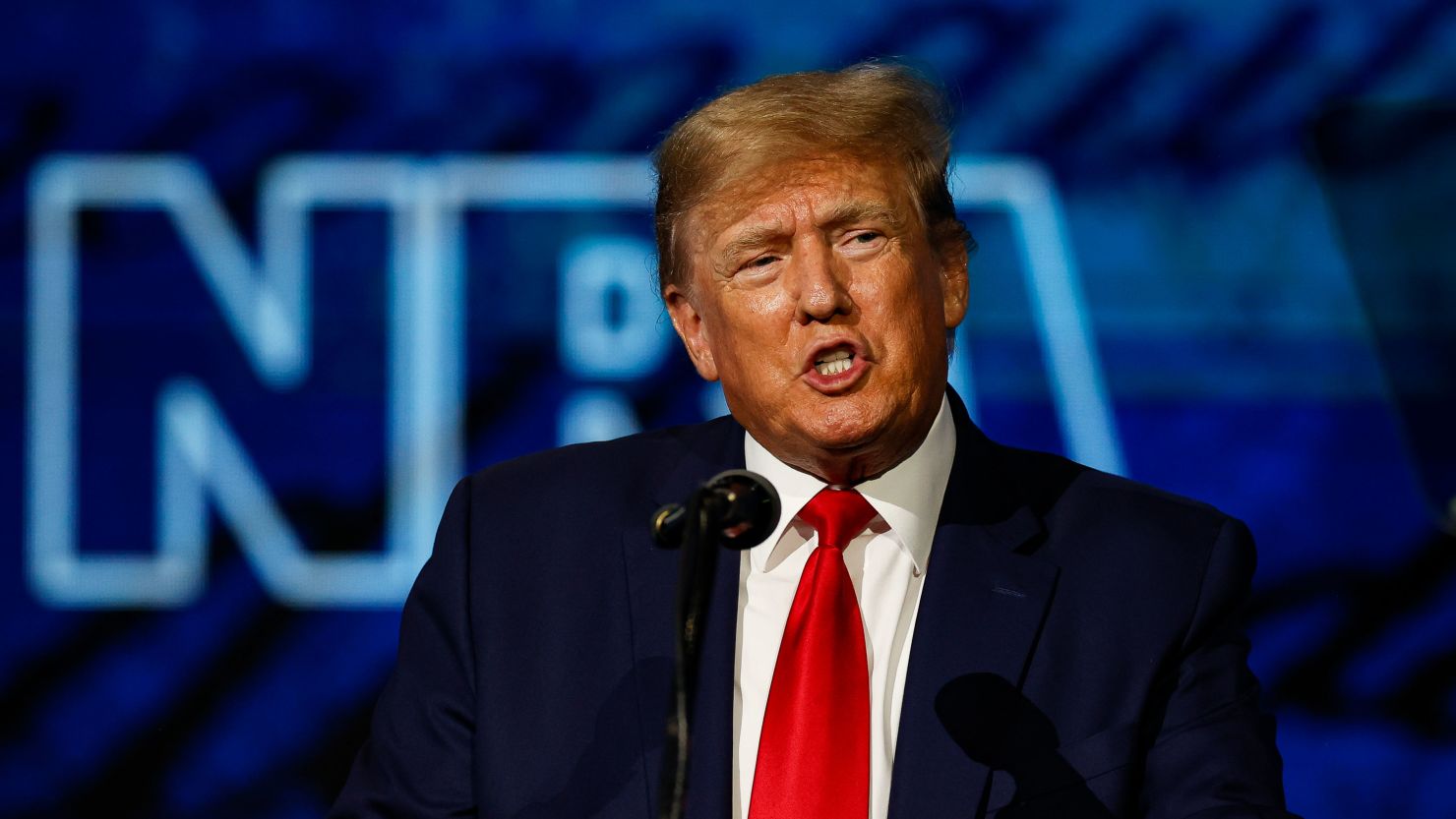 Former president Donald Trump speaks during the National Rifle Association Annual Meeting at the George R. Brown Convention Center, Friday, May 27, 2022, in Houston. 