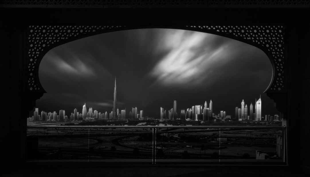Afzal has used his work to capture versions of the Dubai skyline that no longer exist, thanks to the ongoing and fast-paced urban development of the city. Pictured here: Iconic, 2014.