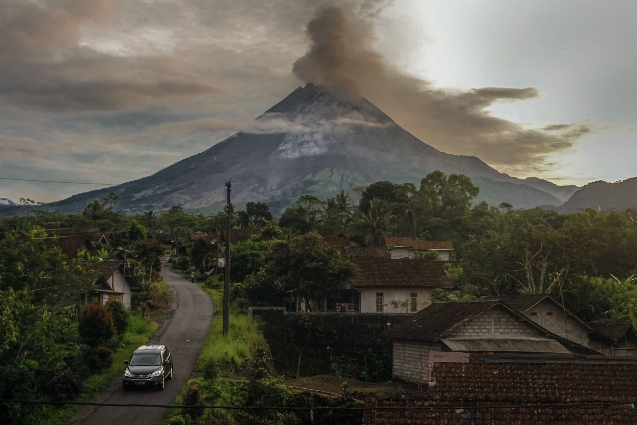 Smoke rises during an eruption of Mount Merapi, Indonesia's most active volcano, on Friday, April 7.