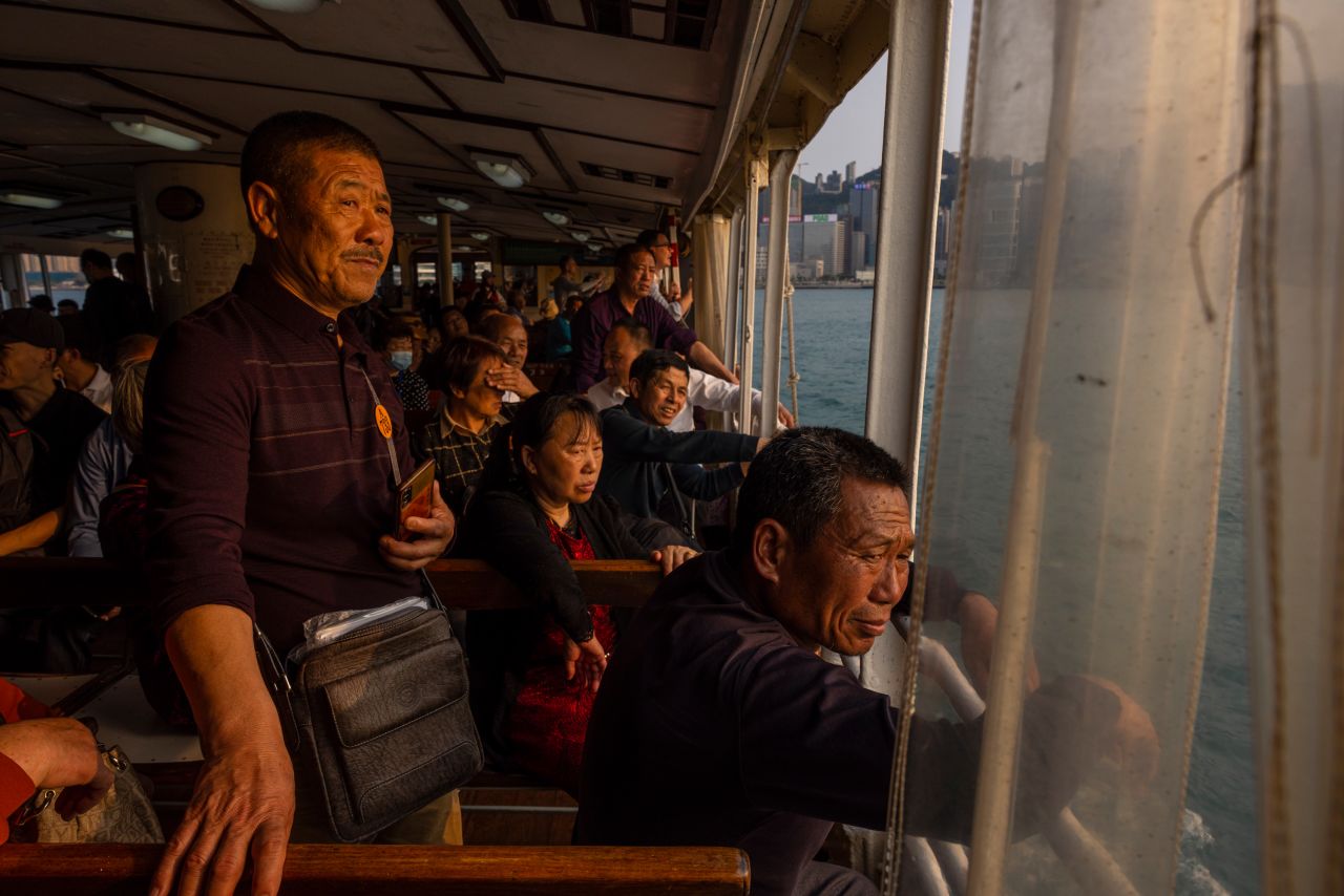 Chinese tourists ride the Star Ferry in Hong Kong on Wednesday, April 12. <a href="http://www.cnn.com/2023/04/06/world/gallery/photos-this-week-march-30-april-6/index.html" target="_blank">See last week in 35 photos</a>.