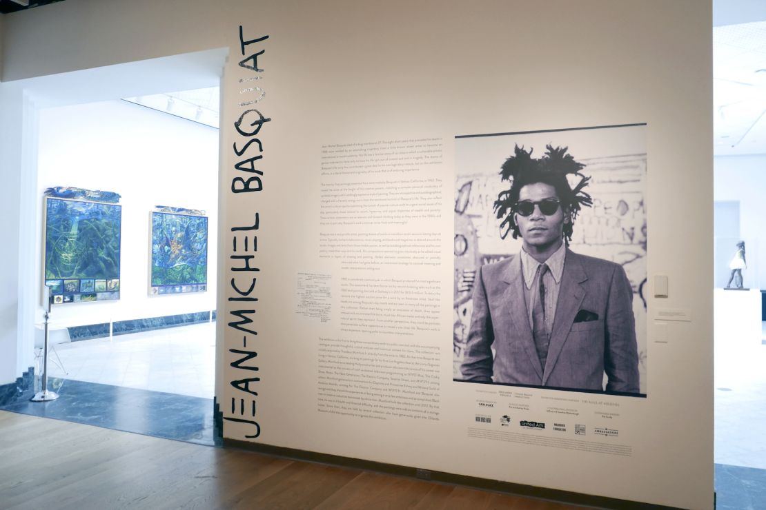 The entrance to an exhibit by artist Jean-Michel Basquiat is seen at the Orlando Museum of Art on June 1, 2022, in Orlando.