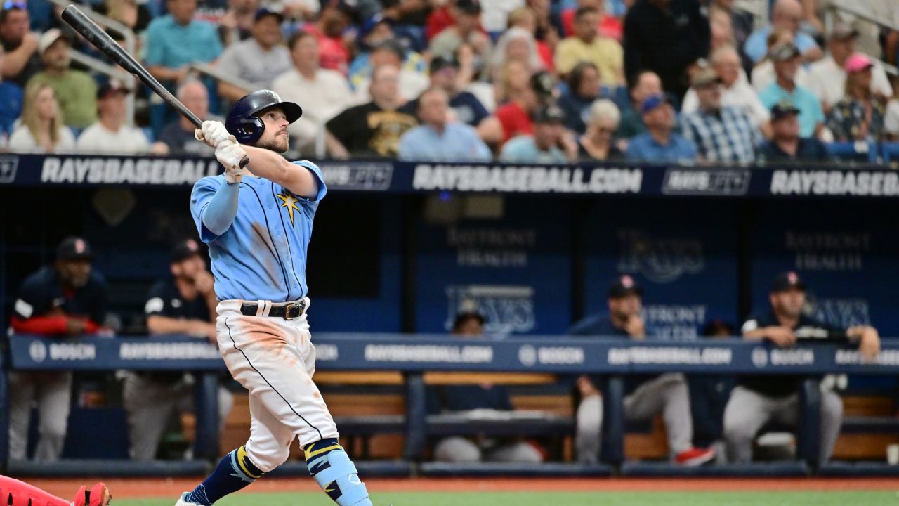 Brandon Lowe hit a huge home run in the seventh inning against the Boston Red Sox.