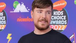 MrBeast attends Nickelodeon's Kids' Choice Awards 2022 at Barker Hangar on April 09, 2022 in Santa Monica, California. (Photo by Momodu Mansaray/WireImage)