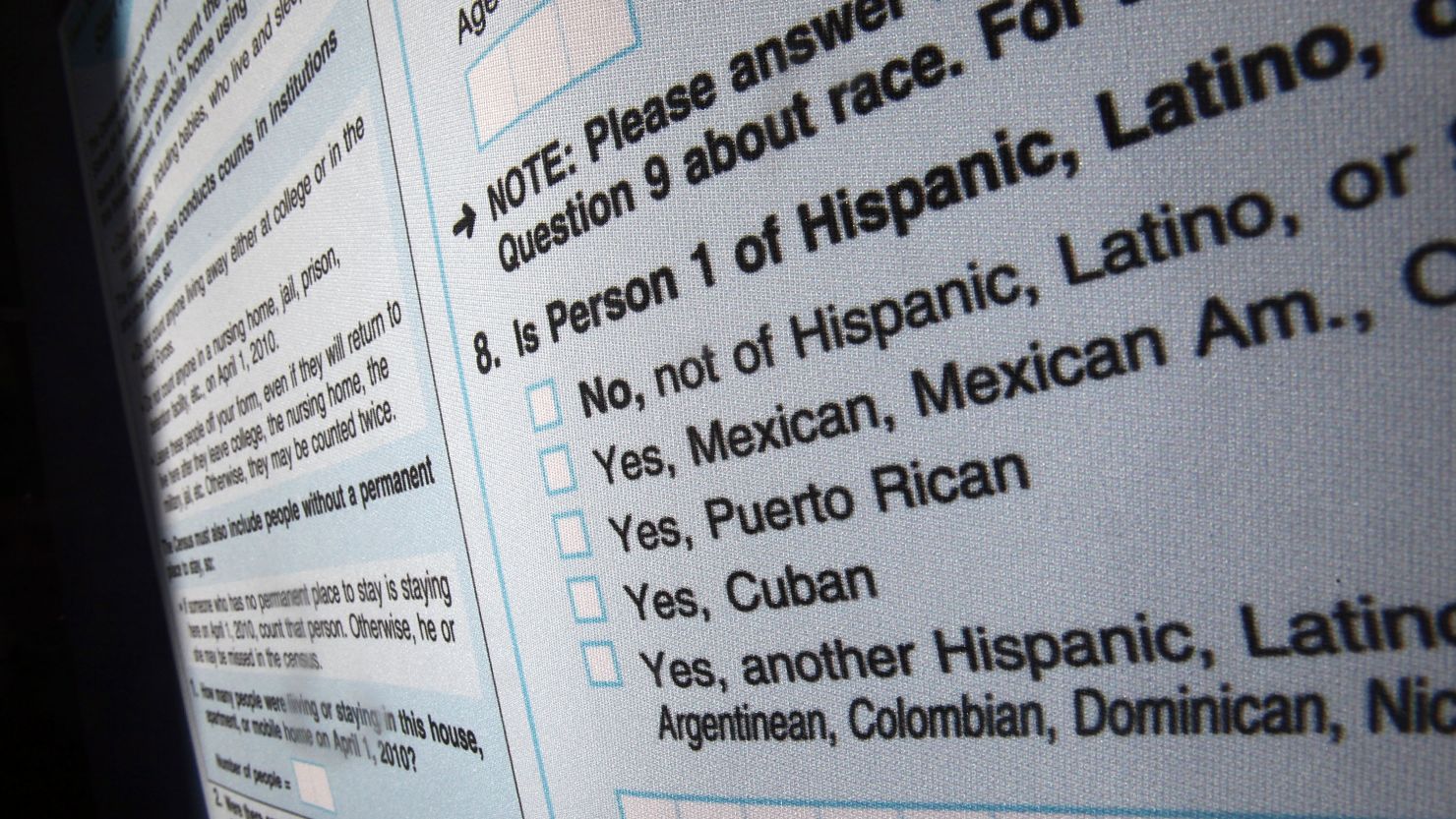 A sample US census form is seen during an event in New York City on January 4, 2010.