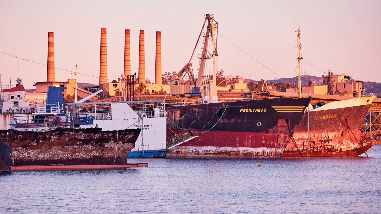 The harbor at Eleusis has been known for its rusting and abandoned ships.