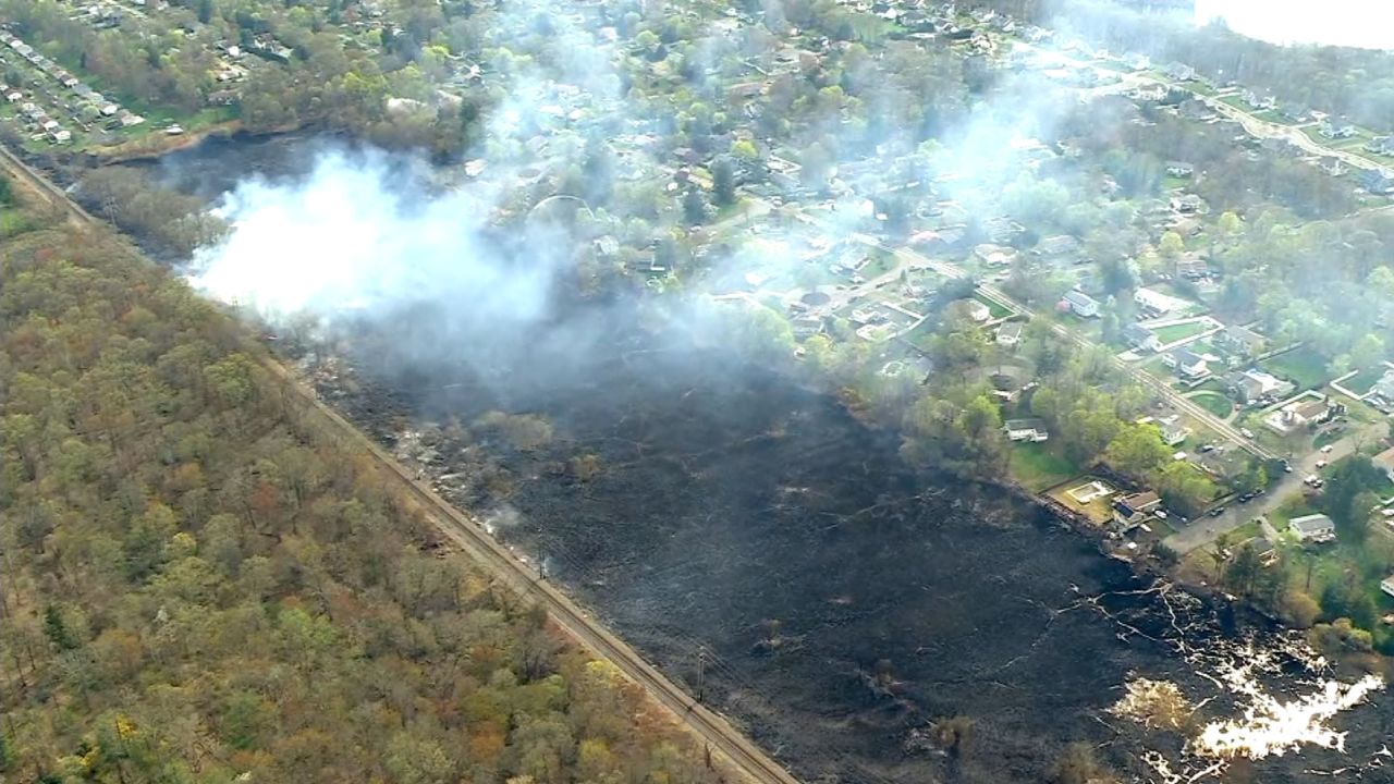 Brush fires in Rockland County, New York, on April 14, 2023.
