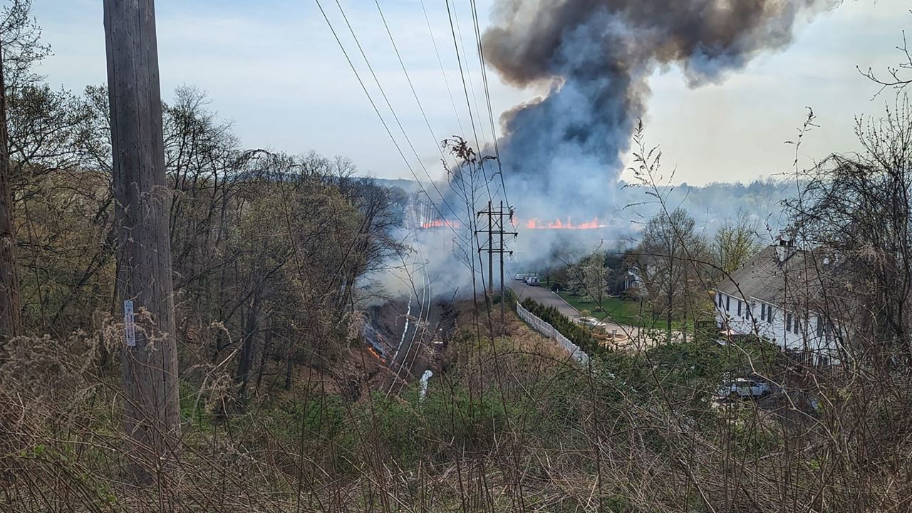 A CSX train appears to have caused sparks to fly along its route, creating dozens of brush fires, according to a Facebook post from Rockland County Sheriff's Office.