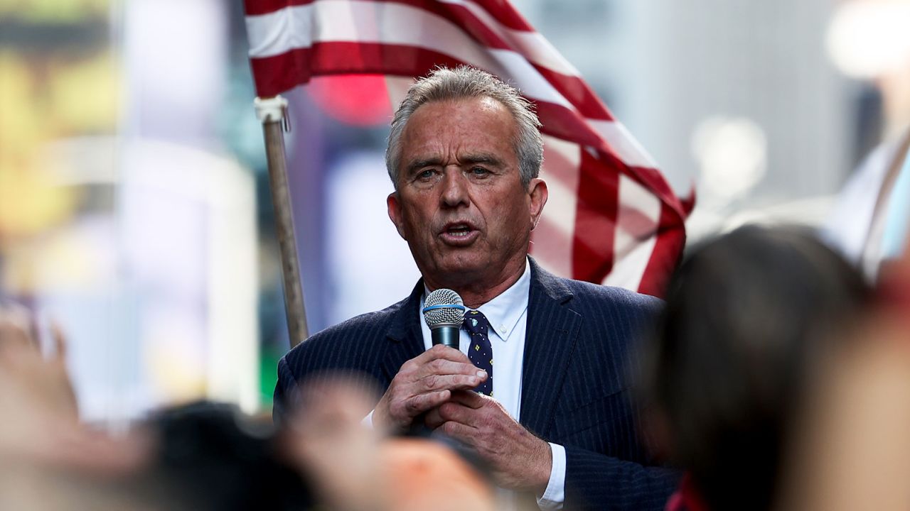 Robert F. Kennedy Jr. speaks at a "Freedom Rally" in New York City on October 16, 2021.