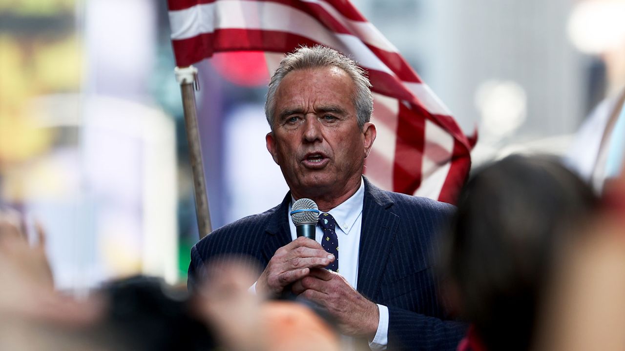 Robert F. Kennedy Jr. speaks at a "Freedom Rally" in New York City on October 16, 2021. 