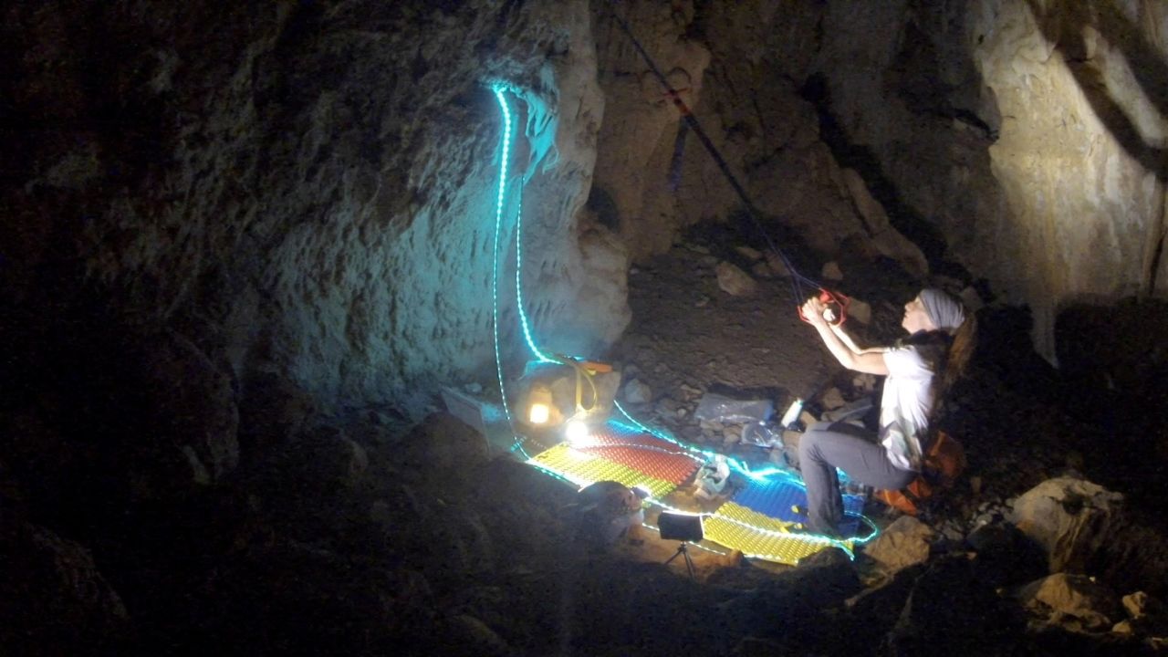 Mountaineer Beatriz Flamini in the cave in Motril, Spain, where she spent 500 days alone. 