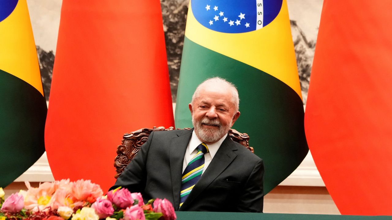 Chinese President Xi Jinping (not pictured) attends a signing ceremony with Brazilian President Luiz Inacio Lula da Silva at the Great Hall of the People in Beijing, China, April 14, 2023. 