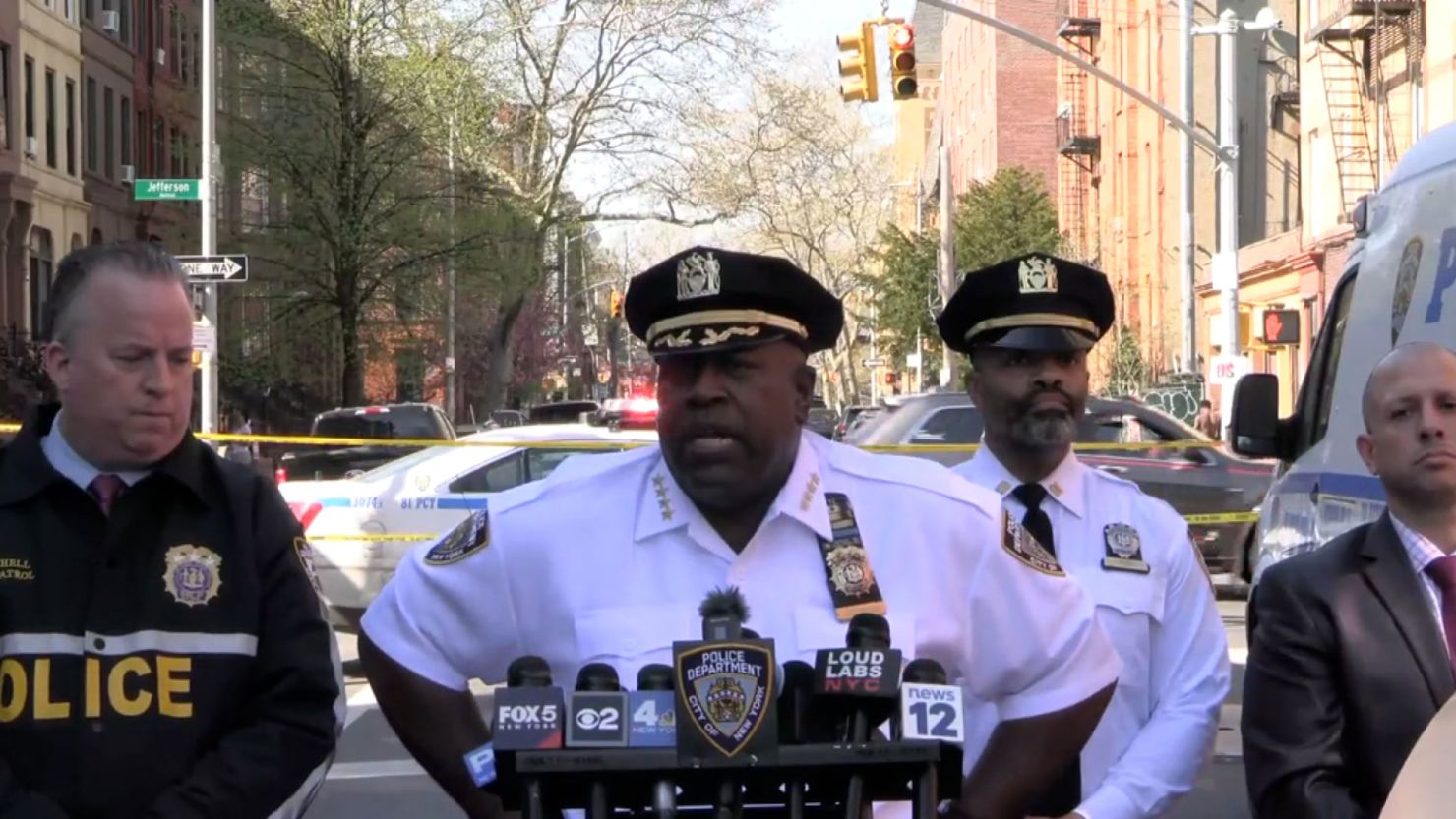 NYPD Chief of Patrol Jeffrey Maddrey speaks at a news conference about the fatal shooting of a 78-year-old man by police in Brooklyn on Thursday, April 13, 2023.