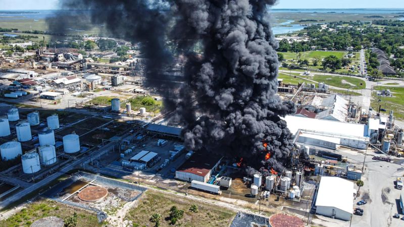 NextImg:Evacuation orders have been issued after plant fire reignites in Brunswick, Georgia | CNN