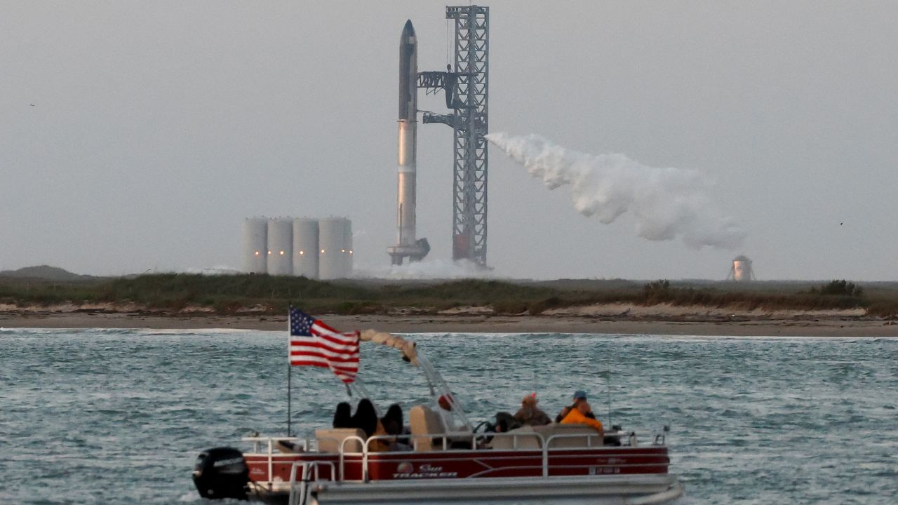 SpaceX's Starship is seen ahead of its lift off from the company's Boca Chica launchpad on an orbital test mission near Brownsville, Texas, U.S. April 17, 2023.  REUTERS/Joe Skipper