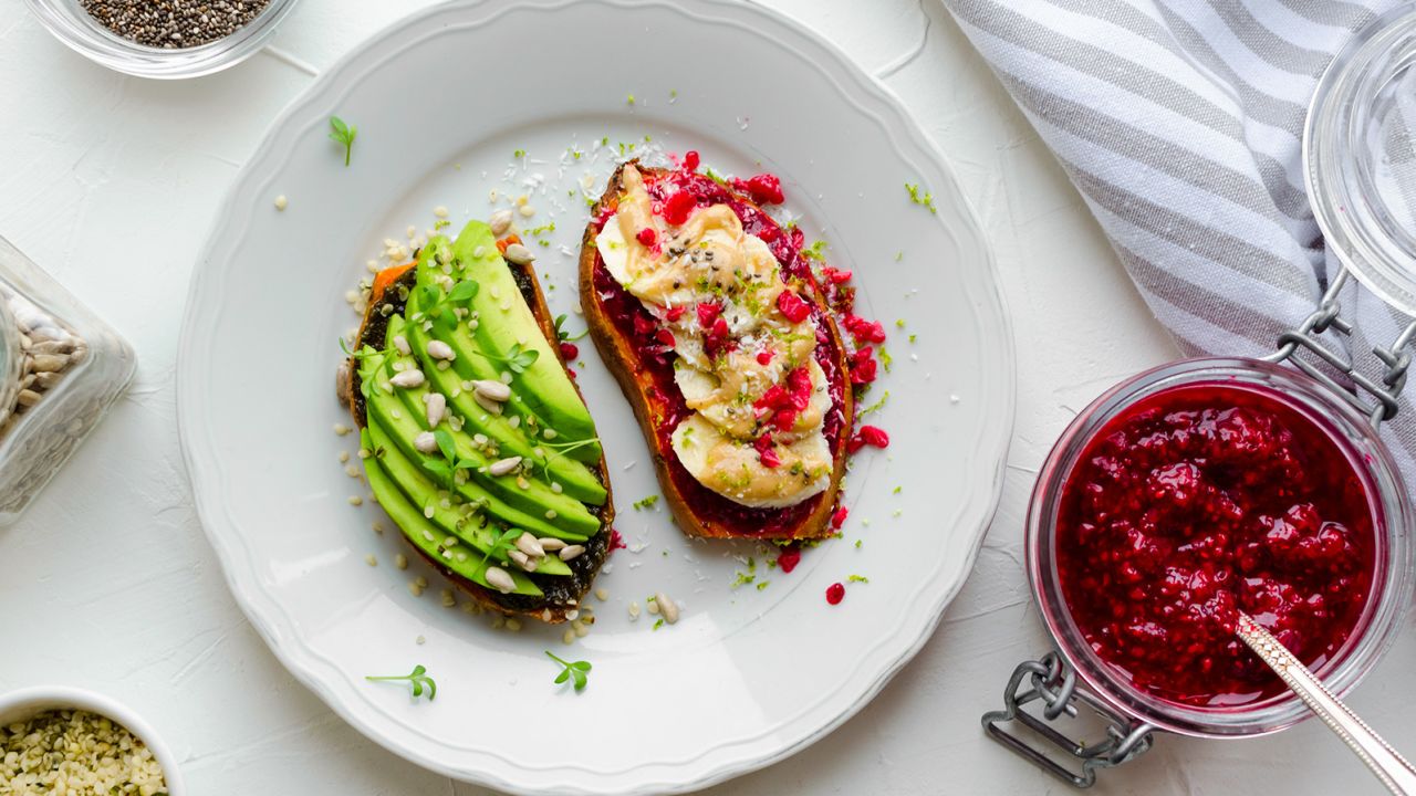 Open-faced sandwiches are a good option for a meal that can be quickly prepared and skew either savory or sweet.