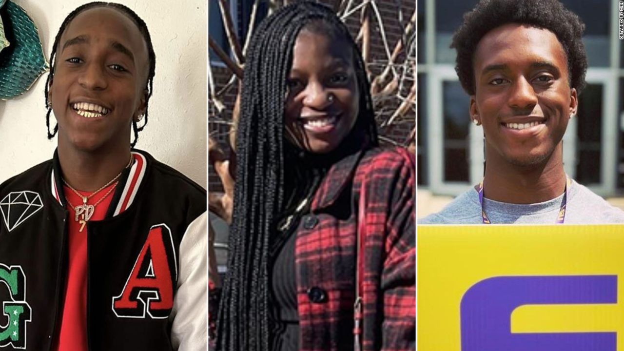 Philstavious Dowdell, izquierda;  Keke Smith, centro;  y Marsiah Collins, estaban entre los muertos en el tiroteo del sábado.