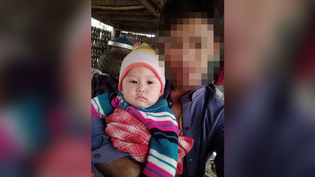 The one-year-old girl (left) was another victim of the military airtsike in Sagaing, Myanmar. 