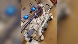 An image taken from social media shows Ralph Yarl in a hospital bed after being shot when rang the doorbell at the wrong home. 