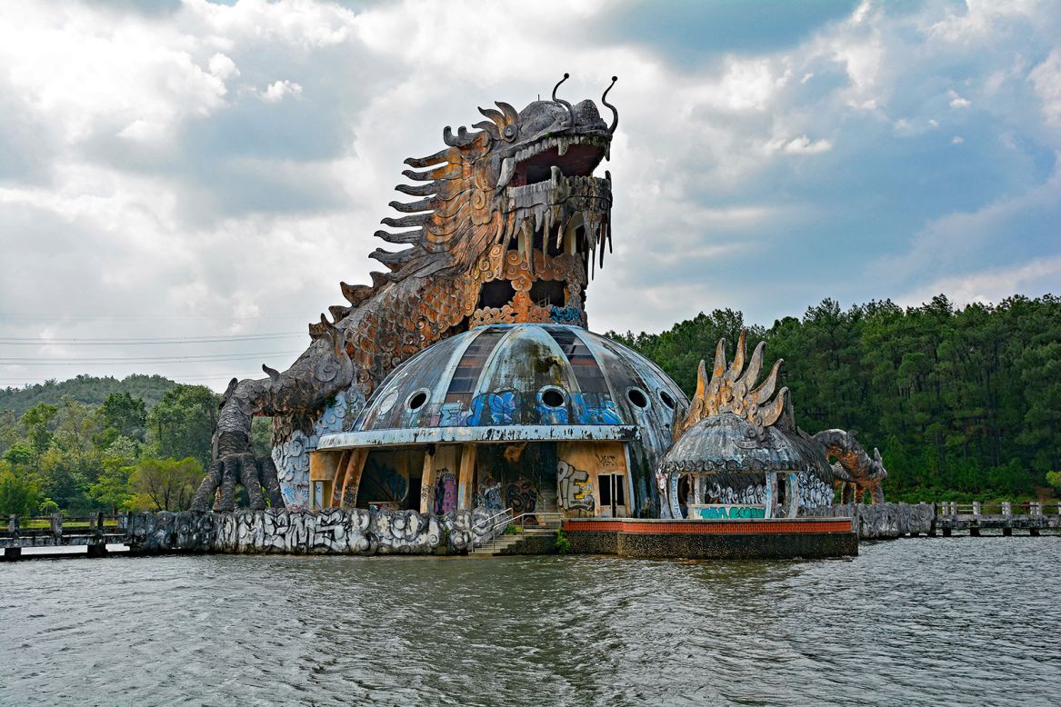 <strong>Hồ Thủy Tiên (Vietnam): </strong>A giant concrete dragon that once housed an aquarium continues to stand guard over a lake that was once the centerpiece of Hồ Thủy Tiên water park near Hue. The park was only open intermittently between 2004 and 2011. 