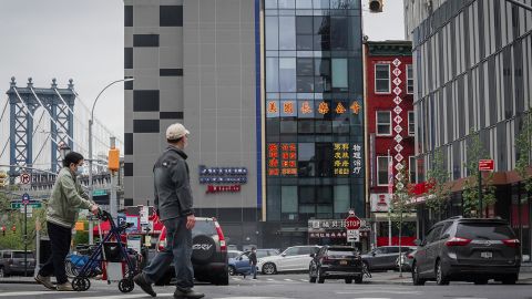 A six story glass facade building, center, is believed to be the site of a foreign police outpost for China in New York's Chinatown, Monday, April 17, 2023. 