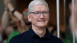 Tim Cook, chief executive officer of Apple, Inc., smiles as he greets customers during the opening of the new Apple BKC store in Mumbai, India, on Tuesday, April 18, 2023. 
