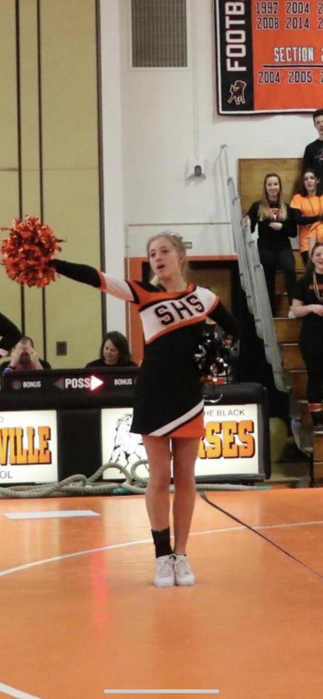 Kaylin Gillis graduated from Schuylerville High School in 2021 and held the position of "flyer" on the school's cheerleading team.
